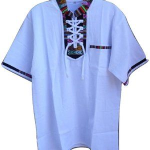 WHITE   TSHIRT SMALL SIZE WITH DESIGNS FROM PERU